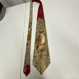 Endangered Species Marc Dennis Great Horned Owl Silk Neck Tie 1995 Vintage